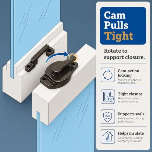 Prime-Line Window Sash Lock for Vinyl Sliding Windows, 2-1/16" Hole, Black