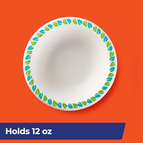 Hefty Compostable Paper Bowls 12oz, 30 Count (Pack of 2) - Soak-Resistant & Microwave Safe