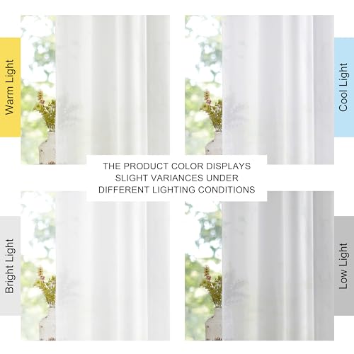NICETOWN Sheer Curtains 54" Grommet Top Voile Drapes - White
