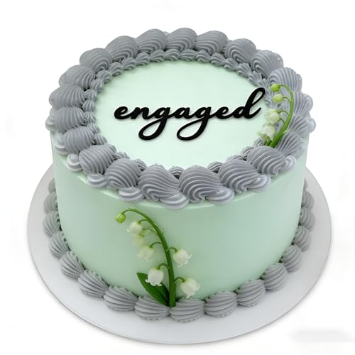 Black Acrylic Engaged Cake Topper for Engagement Party and Wedding