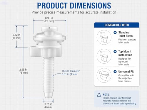 Toilet Seat Screws Replacement Kit - Universal Plastic Hardware Set