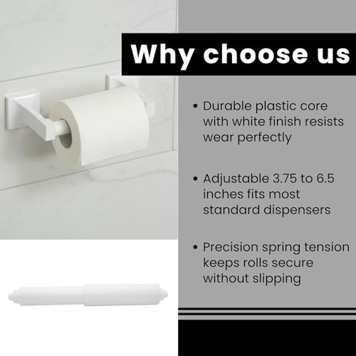Adjustable Plastic Toilet Paper Holder Spring Rod 3.75-6.5 Inches White