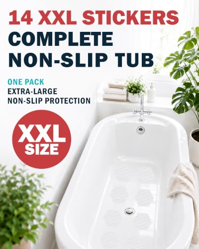 Odrix 4-Inch Hex Anti-Slip Shower Stickers, 14 Pack, Clear PEVA Safety Treads