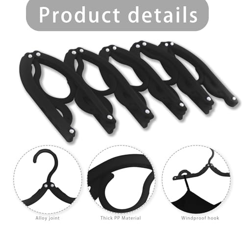 6PCS Black Portable Folding Clothes Hangers for Travel