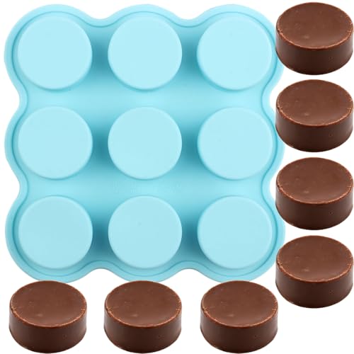 9 Cavity Cylinder Silicone Candy Mold for Chocolate and Ice Cubes, Blue