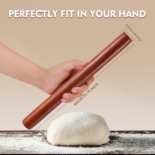 15.75-Inch Non-Stick Sapele Wood Rolling Pin for Baking