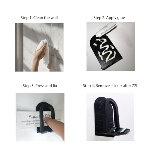 HOOALEE Wall Mounted Toothbrush Holder Set - Black Self-Adhesive Bathroom Organizer with 2 Cups