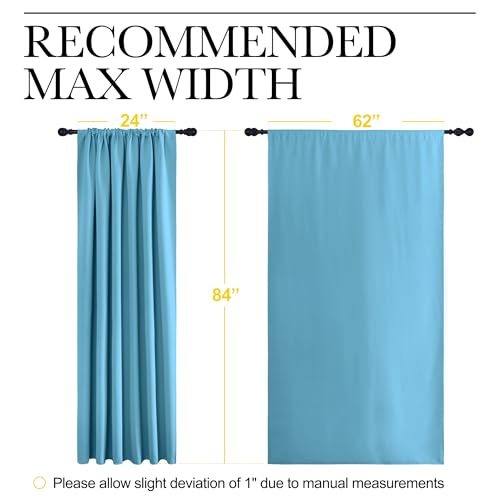 NICETOWN Blackout Curtains 62x84 Inch Rod Pocket Thermal Drapes, Teal Blue