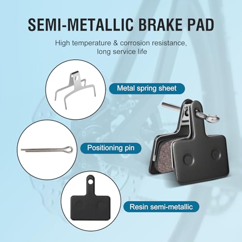 4 Pairs Bike Brake Pads, Disc Brake Pads (Resin,Semi-Metallic) for Mountain Bike Disc Brakes, Bicycle Brake Pads Compatible with TRP Tektro Shimano Deore Br Ebike Brake Pads
