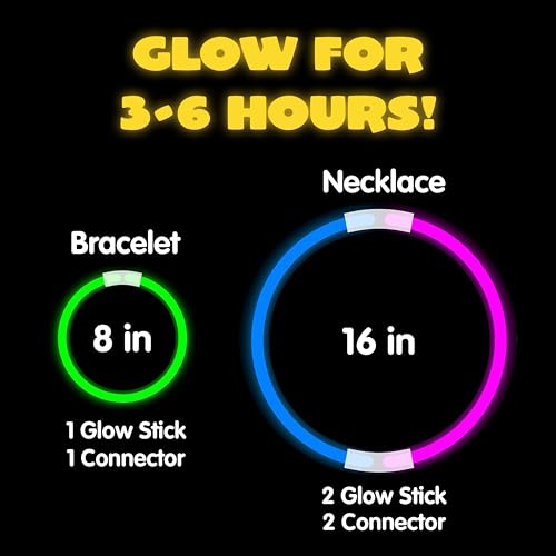 200 Pcs 8" Glow Sticks Bulk Pack - Neon Glow Party Supplies