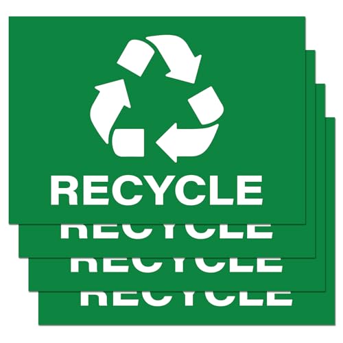 Green Recycle Stickers - 7" x 10" Weatherproof Vinyl (Pack of 4)