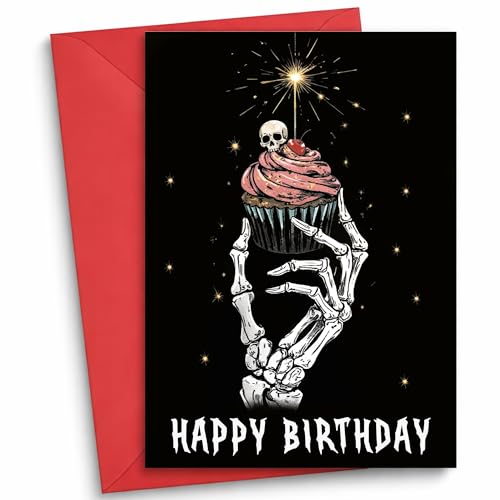 Gothic Skeleton Birthday Card 5x7 - Spooky Party Design