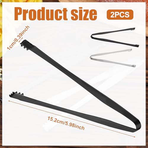 BOXOB Egg Chalaza Removal Tool Set - 2pcs Stainless Steel Tongs, Black/Silver