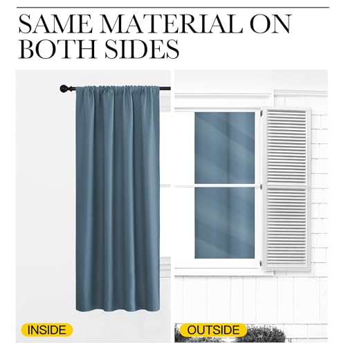 NICETOWN Smoky Blue Blackout Curtains, 52" x 95" (Pack of 2) - Room Darkening Drapes