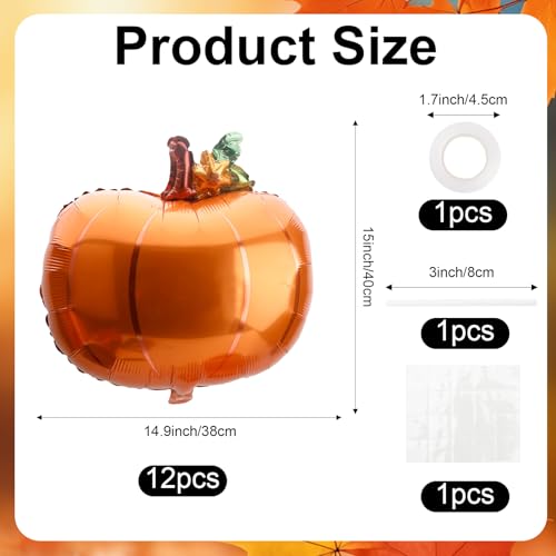 12 Pcs Pumpkin Balloons - Foil Decorations for Fall Parties