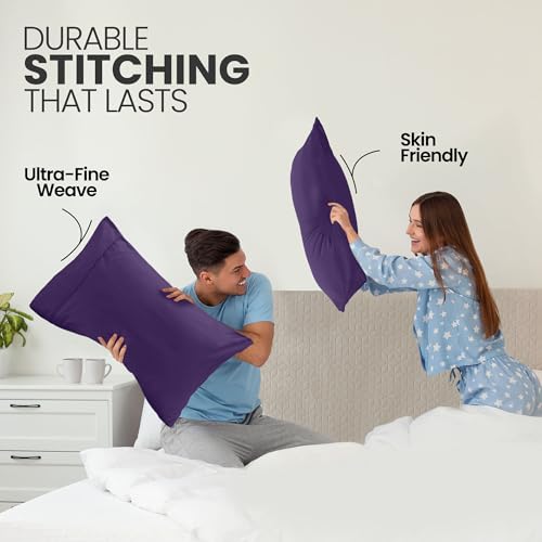 Utopia Bedding Standard Pillowcases - Ultra Soft Microfiber, Eggplant (4-Pack)