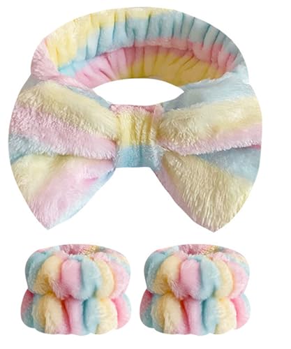 Wrahonbi Microfiber Spa Headband and Absorbent Wristbands Set