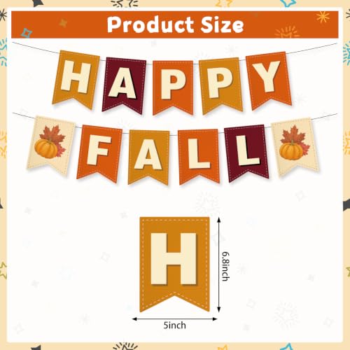 Happy Fall Banner Set - 2pcs Pumpkin Garland for Thanksgiving Decor