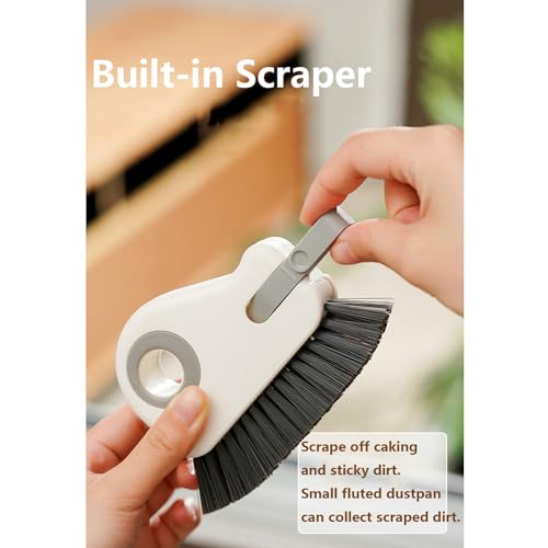 2-in-1 Groove Cleaning Brush with Scraper - White Grout & Track Cleaner