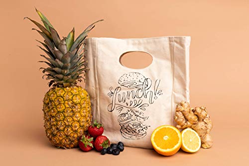Organic Cotton Lunch Bag - Reusable & Washable Tote for Kids & Adults