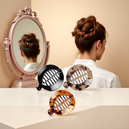 Cauaoa 3-Piece Resin Banana Hair Clips Small Fishtail Combs Ponytail Holder