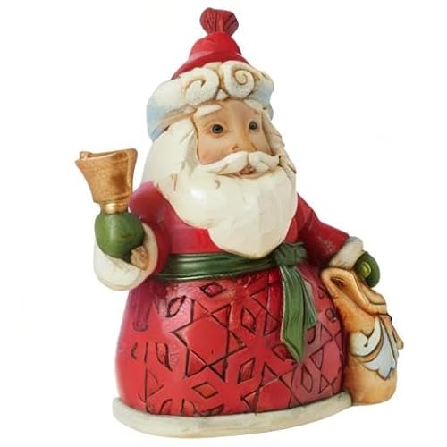 Enesco Jim Shore Heartwood Creek Santa with Bell and Bag Miniature Figurine, 3.54 Inch, Multicolor