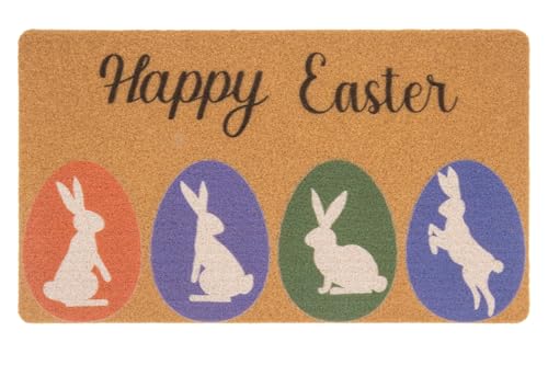 Easter Welcome Doormat - Colorful Bunny Design, 17x30 Inch