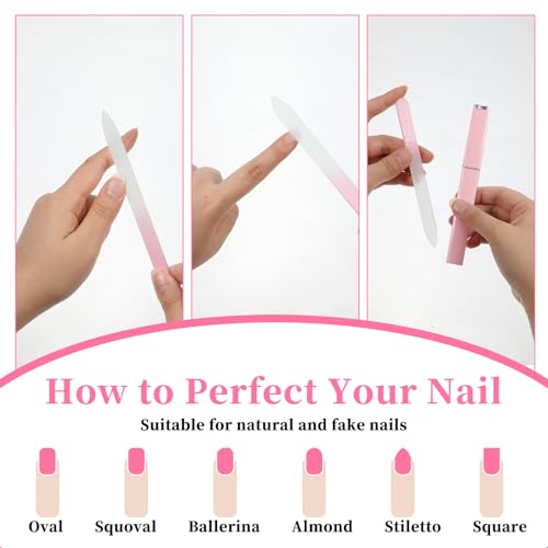 Tweruna 3 Pack Crystal Glass Nail Files with Case for Natural Nails