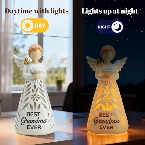 Best Grandma Ever Angel Figurine Light with Remote Control
