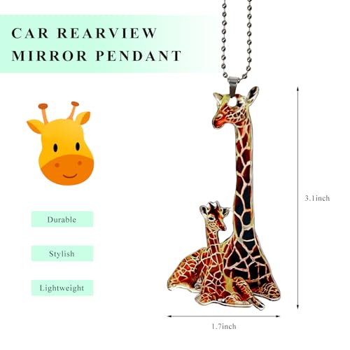 Acrylic Giraffe Rear View Mirror Pendant - Fun Car Decoration