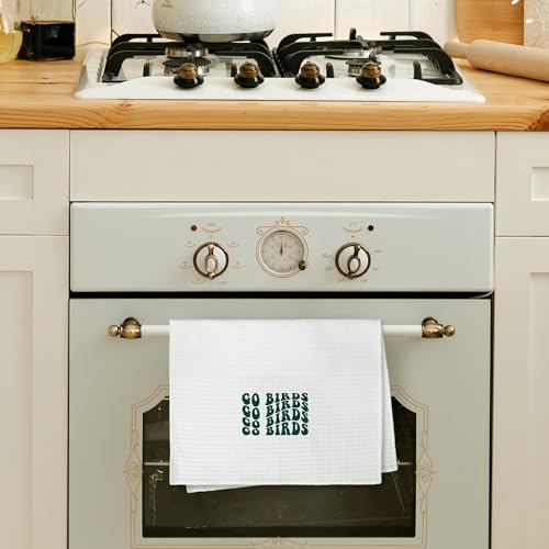 White Groovy Go Birds Football Kitchen Towels - 16x24 Inch