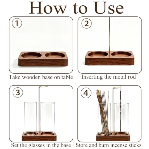 2-in-1 Wooden Incense Holder with Ash Catcher and Stick Storage - MACUSOO