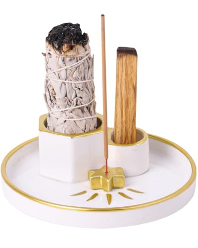 Gold Star Ceramic Incense Holder - 4-in-1 Palo Santo & Sage Burner