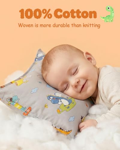 ALVABABY Toddler Pillowcases 13x18, Soft Cotton Dinosaur & Animal Print (2 Pack)