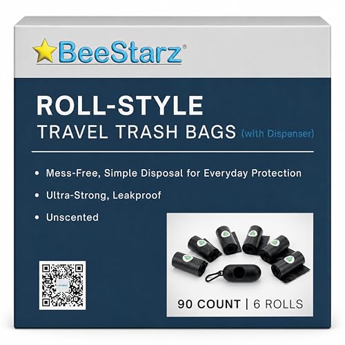 BeeStarz Travel Trash Bags - 90 Count Leak-Resistant, Unscented