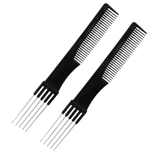 Teasing Comb with Metal Pick 2-Pack Hair Styling Tool Black