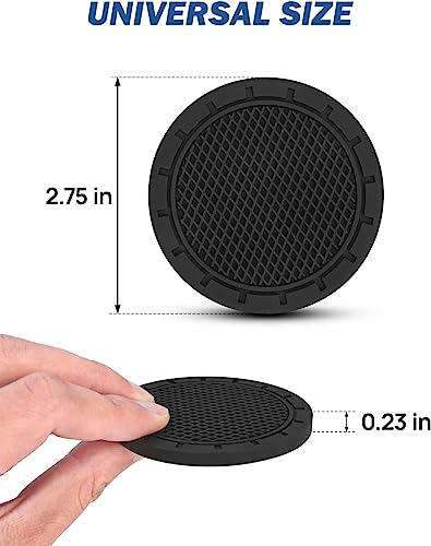 JOYTUTUS 2.75 inch Silicone Car Cup Holder Coasters - 2 Pack, Black