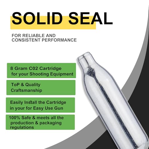8 Gram / 12 Gram CO2 Cartridges, Non-Threaded,High-Grade CO2 Cylinder CO2 Cartridges for Paintball Guns,Pellet Guns, BB Guns and Airsoft Guns