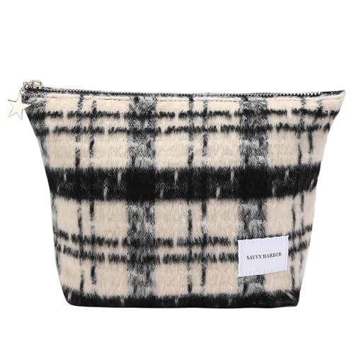 Savvy Harbor Checkered Makeup Bag & Travel Toiletry Pouch