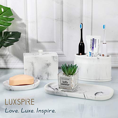Luxspire Oval Soap Dish Holder - Gravel White, 1 Pack