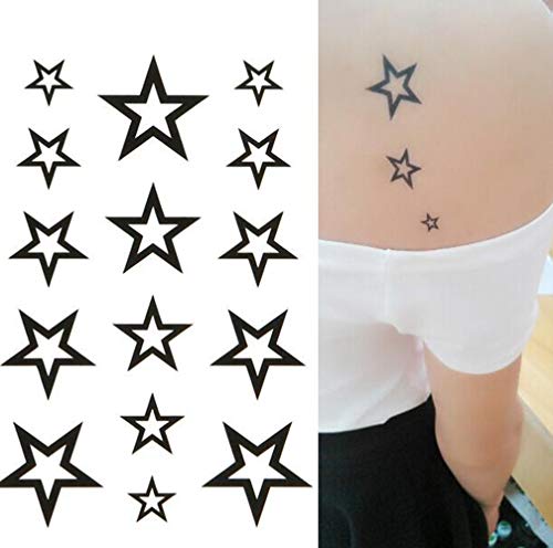 Black Moon & Stars Temporary Tattoos - 6 Sheets Waterproof Body Art