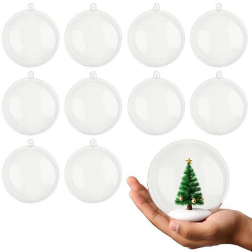 Clear Fillable Ornaments 80mm - 10 Pack Plastic DIY Craft Balls