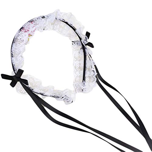 Ruffled Lace Steampunk Headband with Ribbon Knot Japanese Maid Hair Hoop