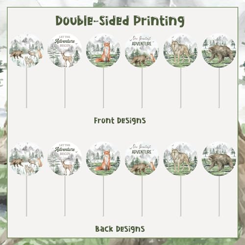Woodland Adventure Baby Shower Cupcake Toppers - 24pcs