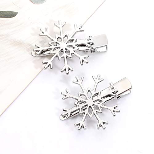 NVENF 6PCS Christmas Snowflake Hair Clips Rhinestone Holiday Hairpins