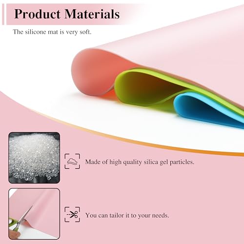YACEYACE 2Pcs Silicone Placemats - 15.7"x 11.8" Heat-Resistant Pink Mat