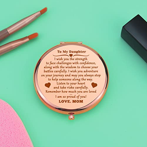 Mwphuy Compact Makeup Mirror for Daughter - Portable Folding Gift with Magnifying & Standard Mirror