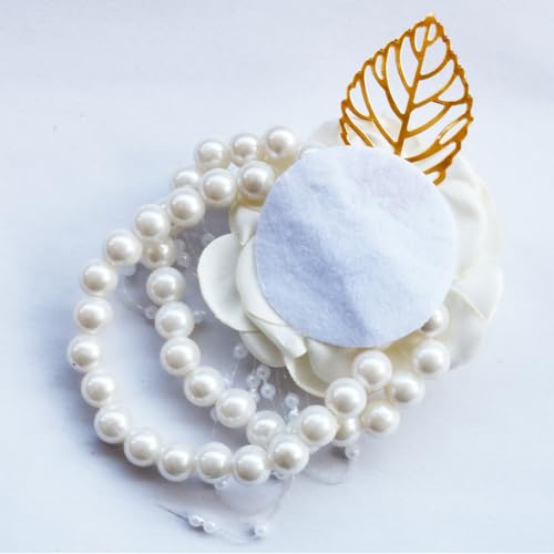 Ivory Handmade Silk Rose Wrist Corsage & Boutonniere Set