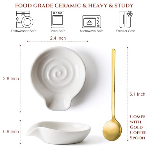 White Ceramic Coffee Spoon Rest - Elegant Coffee Bar Holder