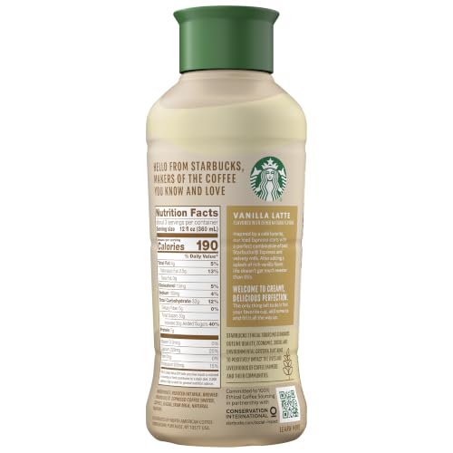 Starbucks Iced Espresso Vanilla Latte Coffee, 40 Fl Oz Bottle